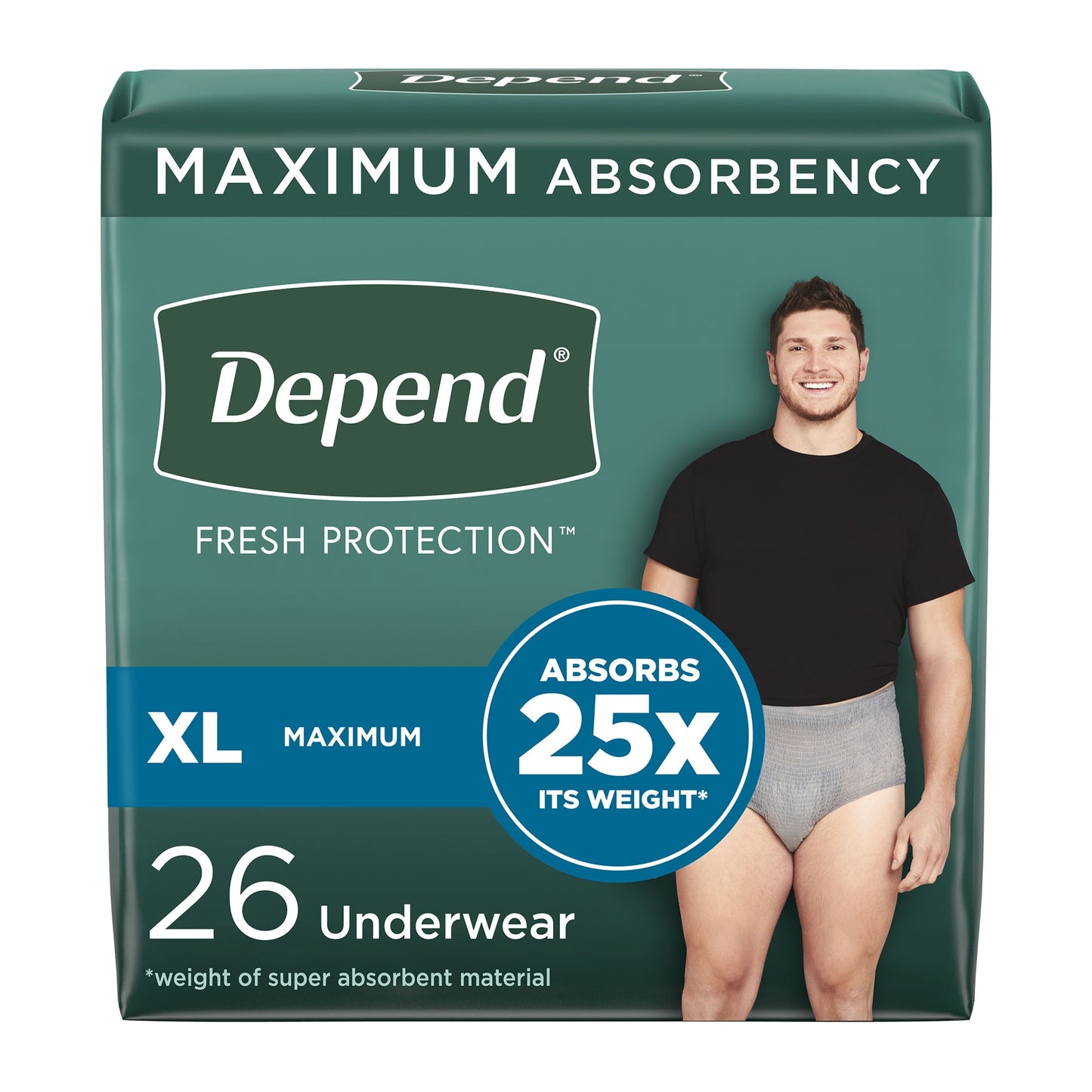 Quần lót thấm hút dành cho nam giới trưởng thành Depend® Fresh Protection có cạp quần Kiểu dáng lớn Dùng một lần Thấm hút mạnh