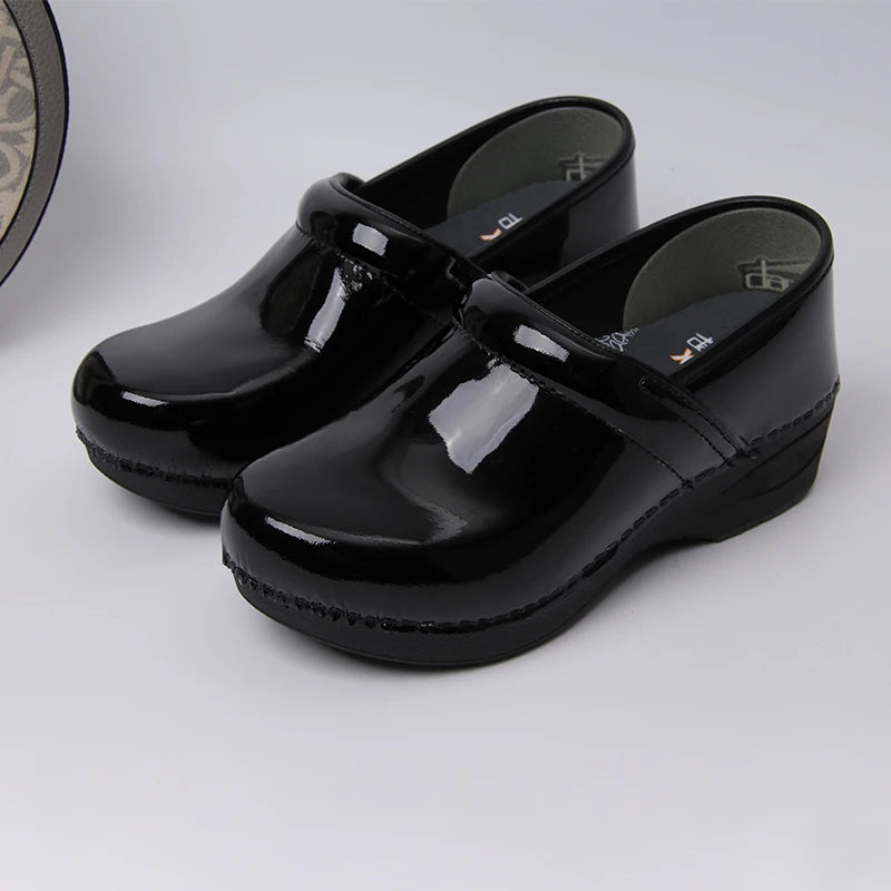 Clogs Women Shiny Black