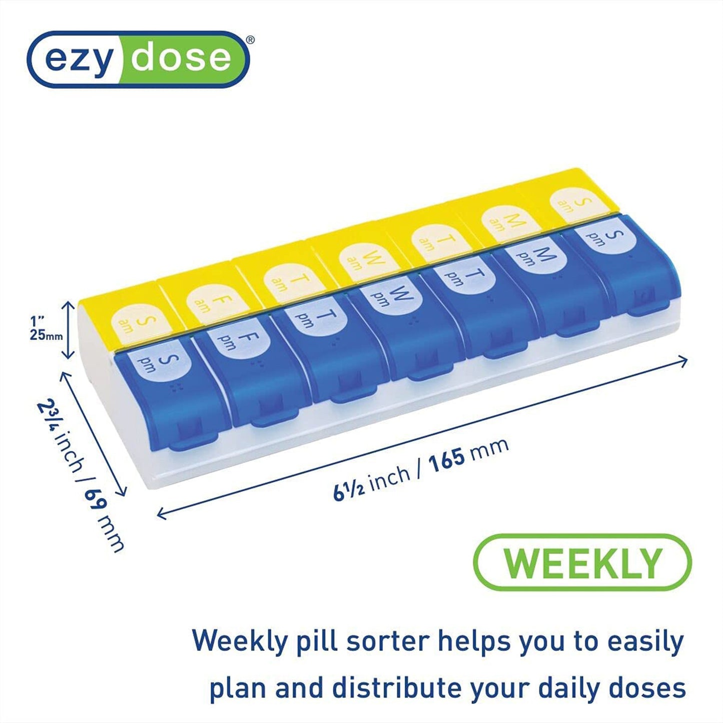 Pill Organizer Ezy Dose® X-Large 7 Day 2 Dose