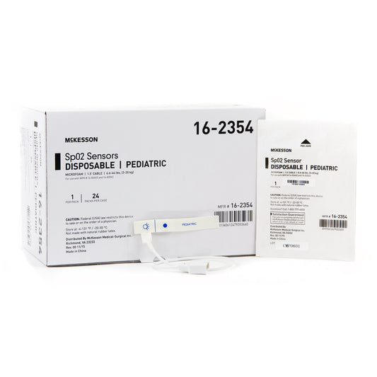 mckesson SpO2 sensors disposable pediatric. Sensor sticks on to toe/finger for oxygen reading level.