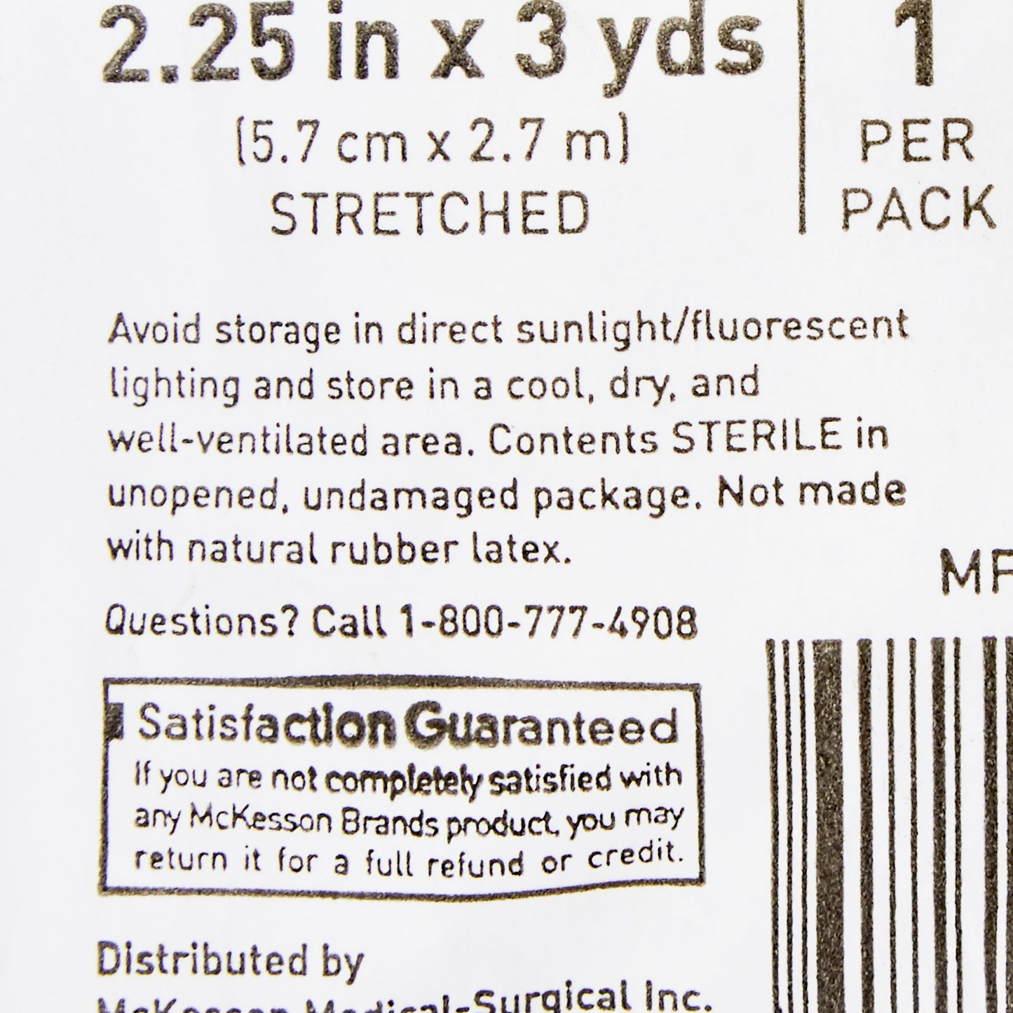 Fluff Bandage Roll 2-1/4 Inch X 3 Yard 6-Ply Sterile McKesson (1 per Pouch)