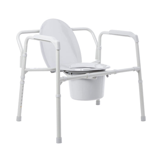 Commode with armrest, backrest, commode, commode cover with toilet seat. Non-skid leg tips.