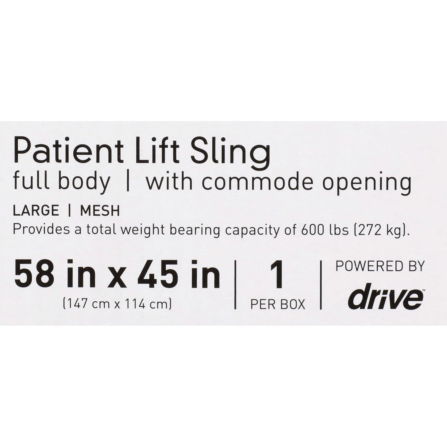 Full Body Commode Sling Without Head Support 600 lbs. Weight Capacity