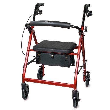 4 Wheel Rollator Black Adjustable Height / Lightweight/ Folding Aluminum Frame