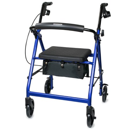 4 Wheel Rollator Black Adjustable Height / Lightweight/ Folding Aluminum Frame