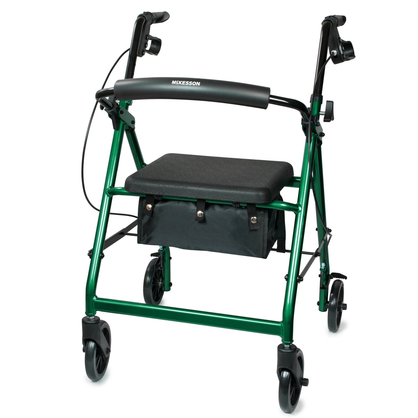 4 Wheel Rollator Black Adjustable Height / Lightweight/ Folding Aluminum Frame