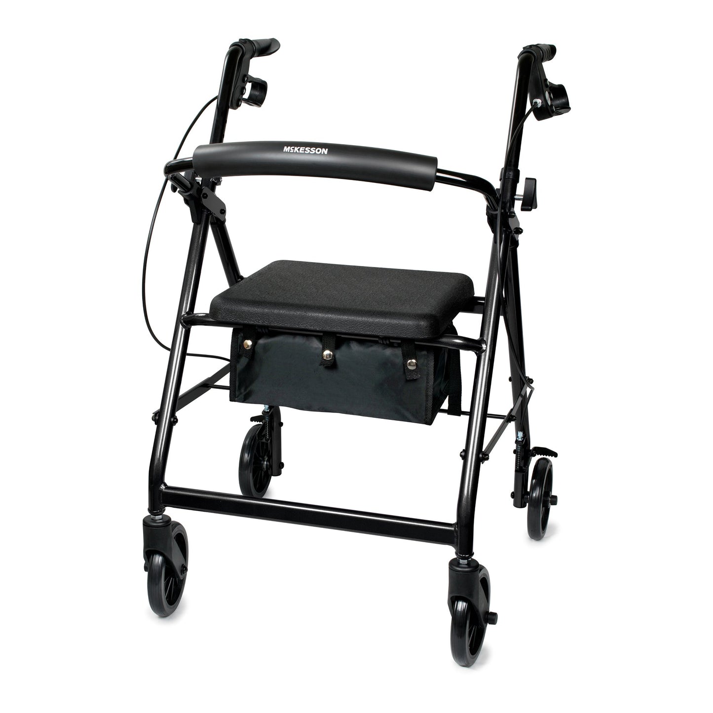 4 Wheel Rollator Black Adjustable Height / Lightweight/ Folding Aluminum Frame