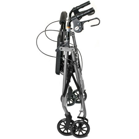 4 Wheel Rollator Black Adjustable Height / Lightweight/ Folding Aluminum Frame