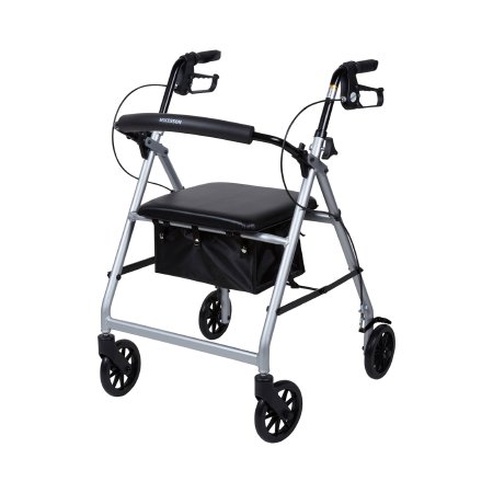 4 Wheel Rollator Black Adjustable Height / Lightweight/ Folding Aluminum Frame