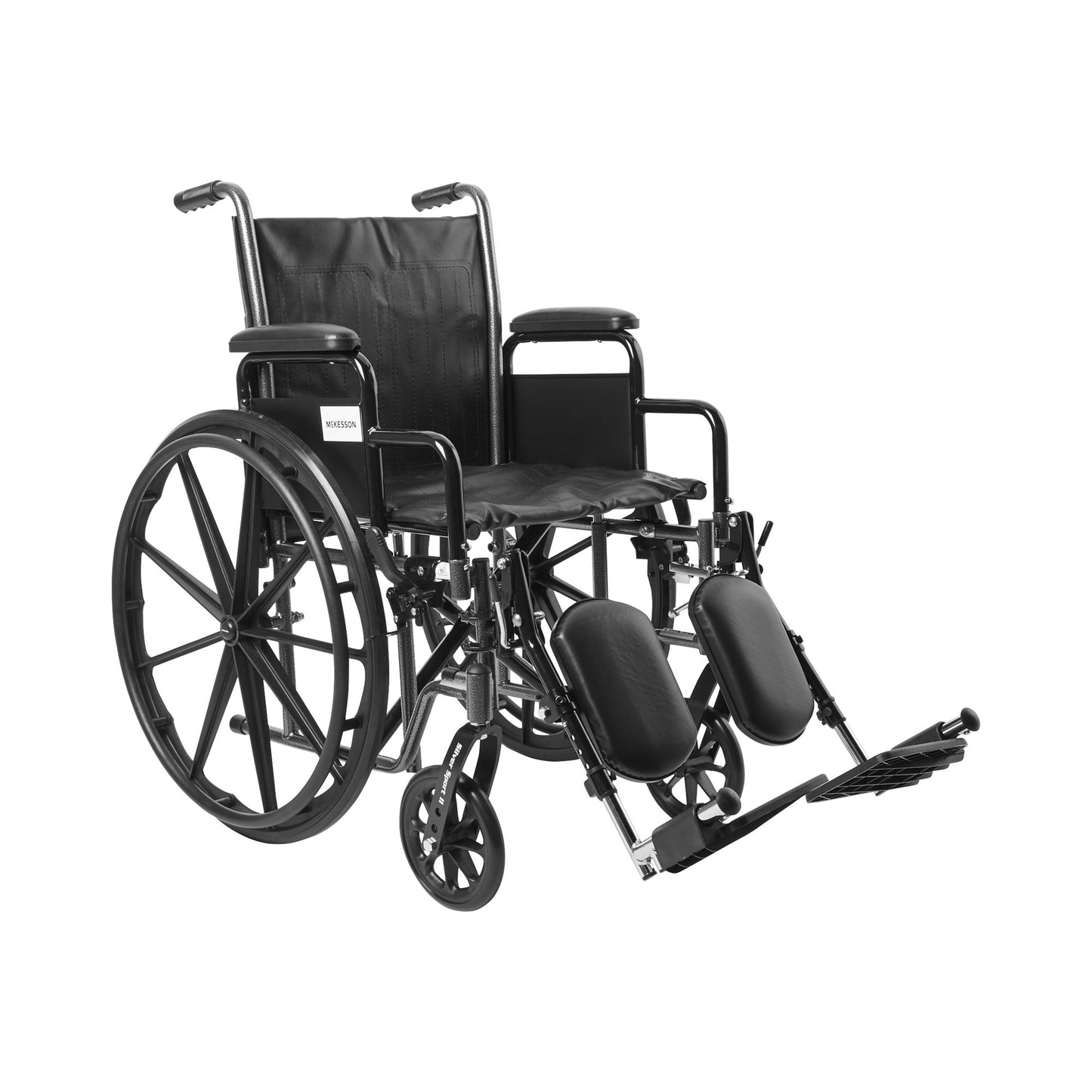 black wheelchair with padded elevating legrest, swing-awy\at