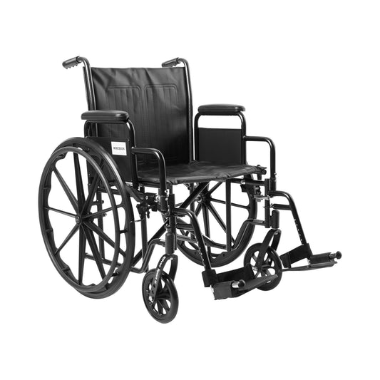 black wheelchair with swing away footrest