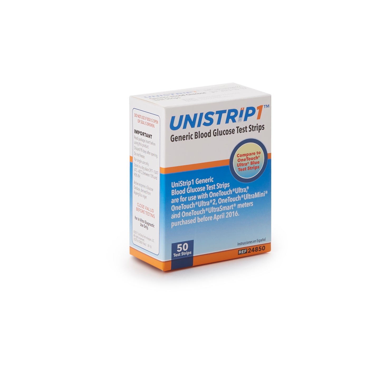 Blood Glucose Test Strips Compatible for OneTouch Ultra, Ultra2 Glucometer Unistrip™ (50 Strips per Pack)