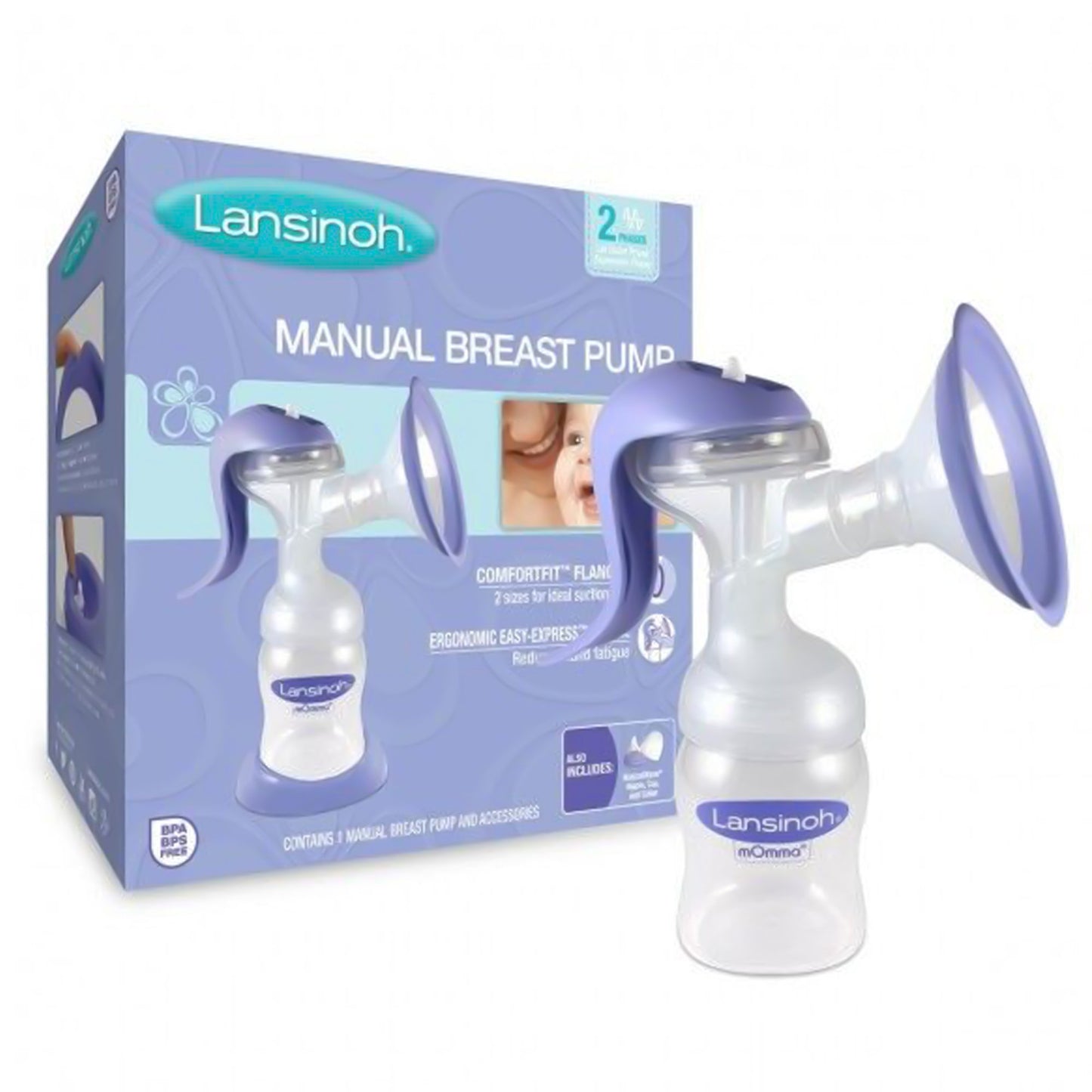 Manual Breast Pump Kit Lansinoh® 2 Size ComfortFit Flanges