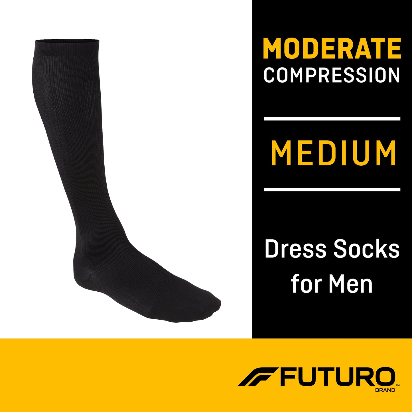 black futuro moderate compression dress socks for men. medium.