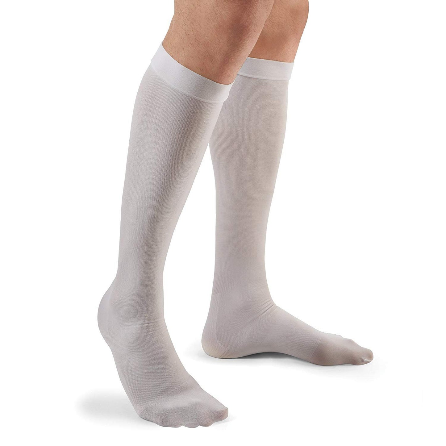 futuro anti-embolism knee length stockings moderate compression 18mmHg. White color.