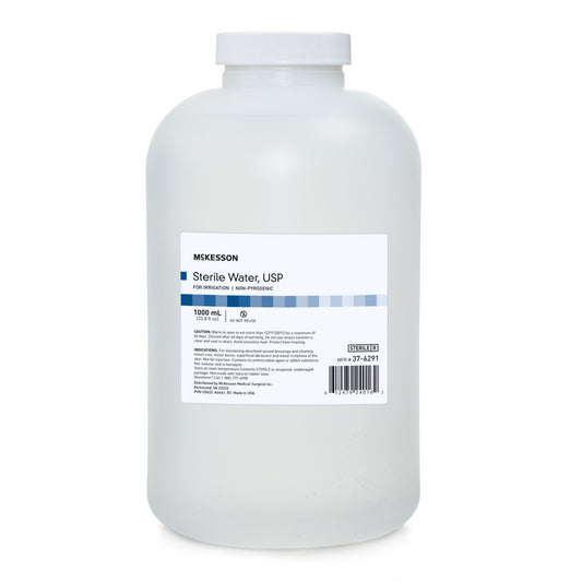 A bottle of mckesson normal saline. 100ml bottle