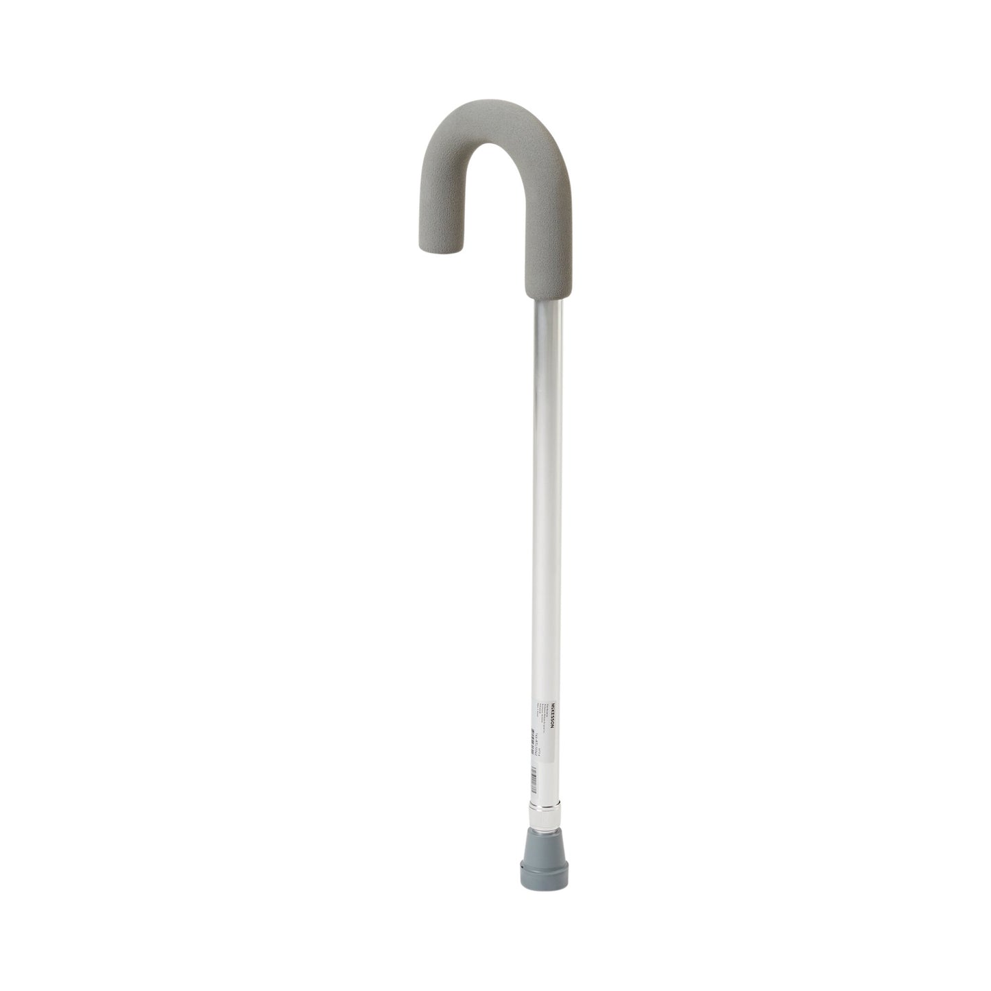 Round Standard Cane Handle Aluminum 28-3/4 to 37-3/4 Inch Height Silver