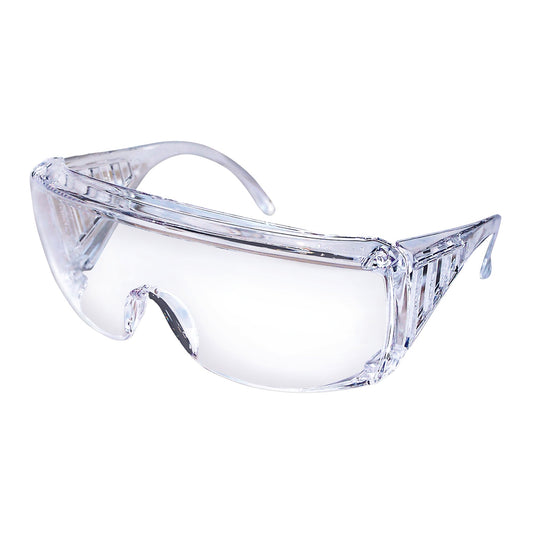 safety glasses, fits snugly over ears, vented side shields