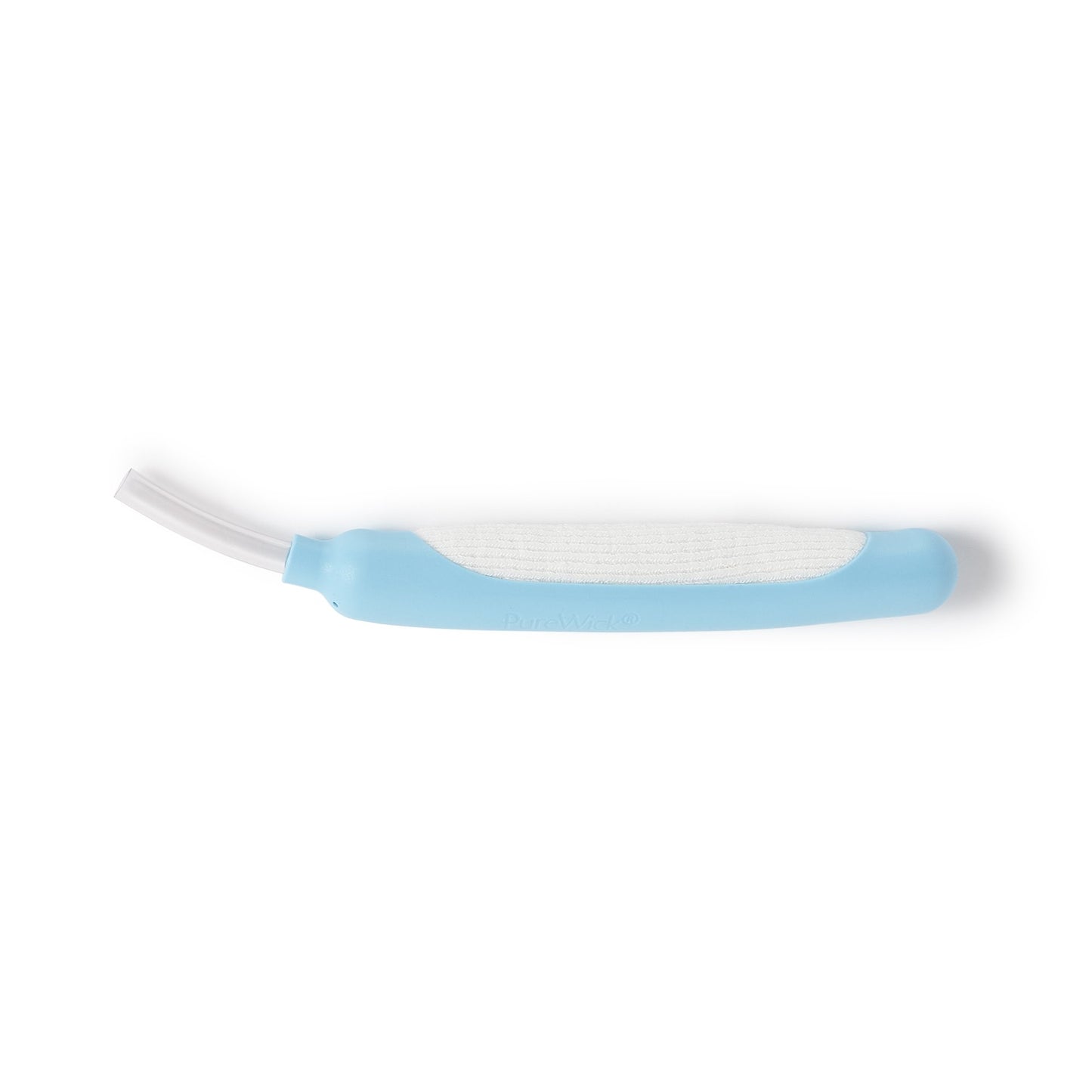 bard purewick female external catheter. white/blue handle with catheter tip