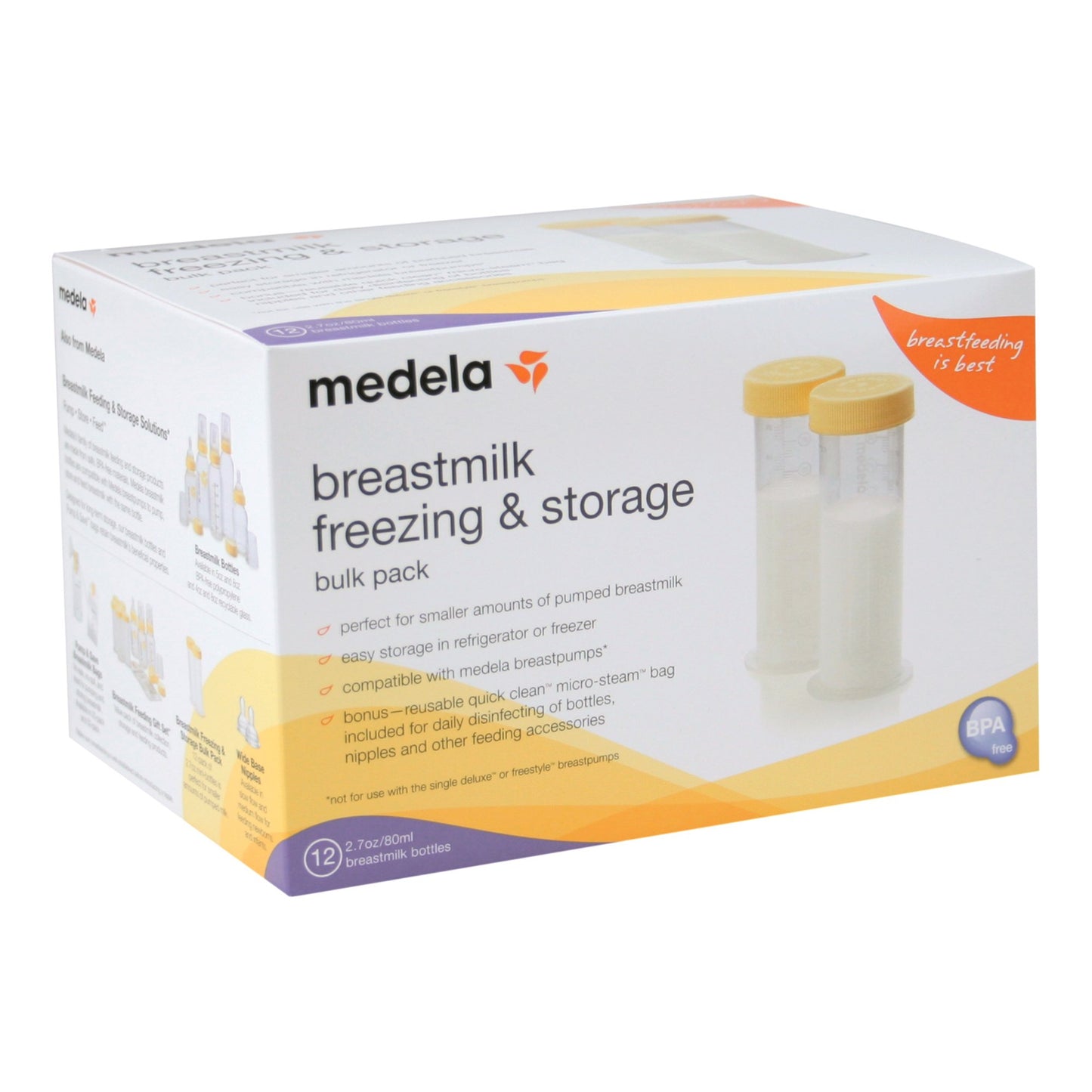 Breast Milk Storage Bottle Medela 2.7 oz. Leak-Proof Travel Size Freezer Safe