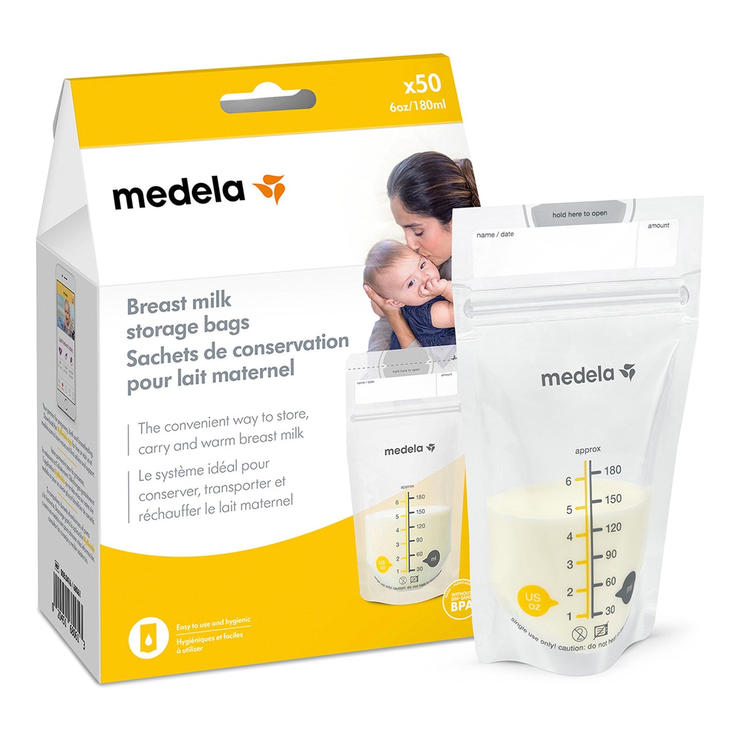 medela breast milk storage bags. 50 count per box. Medela bags with increment marks in oz and ml.