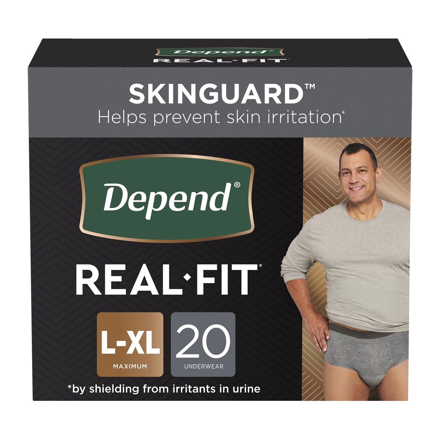 Quần lót thấm hút dành cho nam giới trưởng thành Depend® Real Fit® Kiểu cạp quần Nhỏ / Trung bình Dùng một lần Thấm hút mạnh