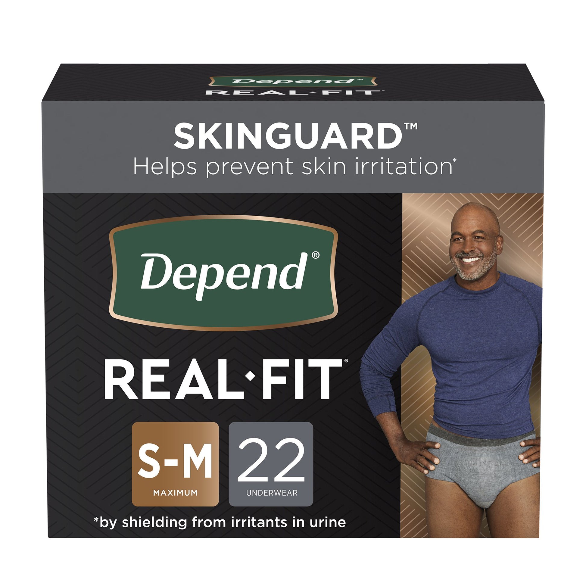 depend real-fit small-medium. 22 underwear  per box.