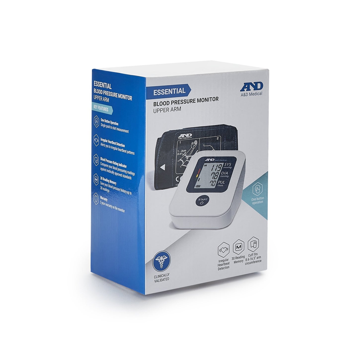 A&D Essential Home Automatic Digital Blood Pressure Monitor Clinically-Validated