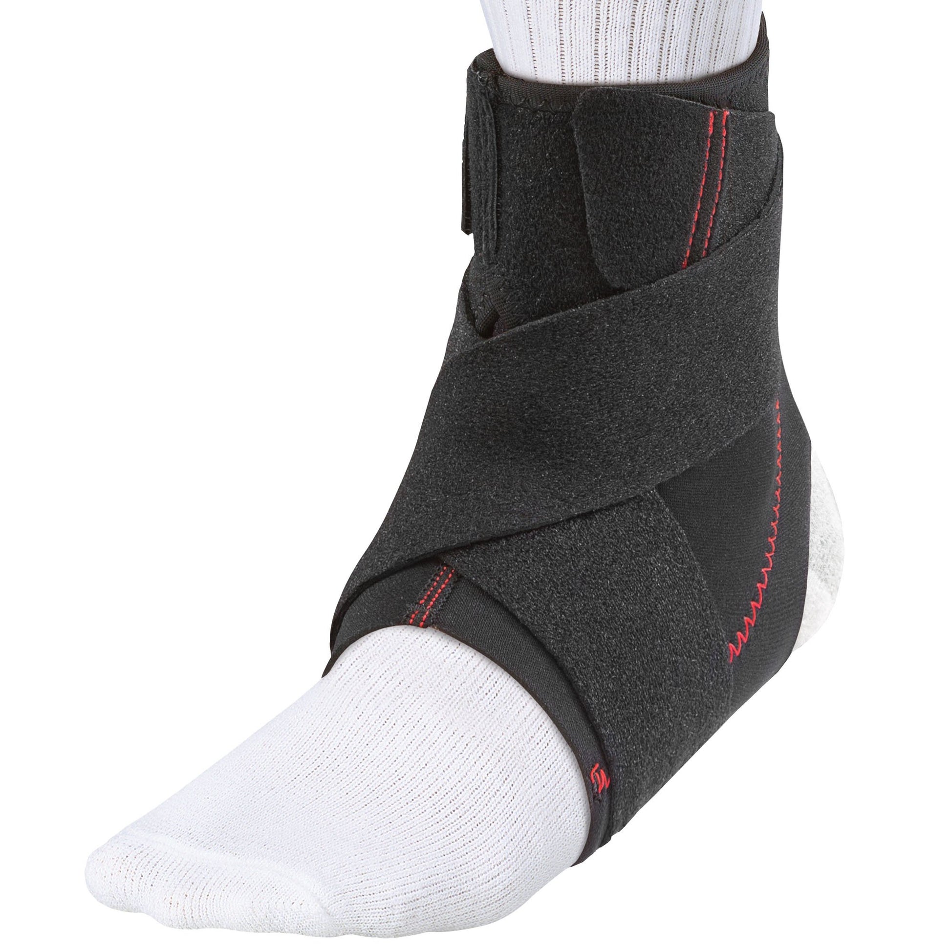 wrap around ankle brace, black, Contoured shape and soothing warmth for comfort and support, criss-cross tension straps for adjustable support