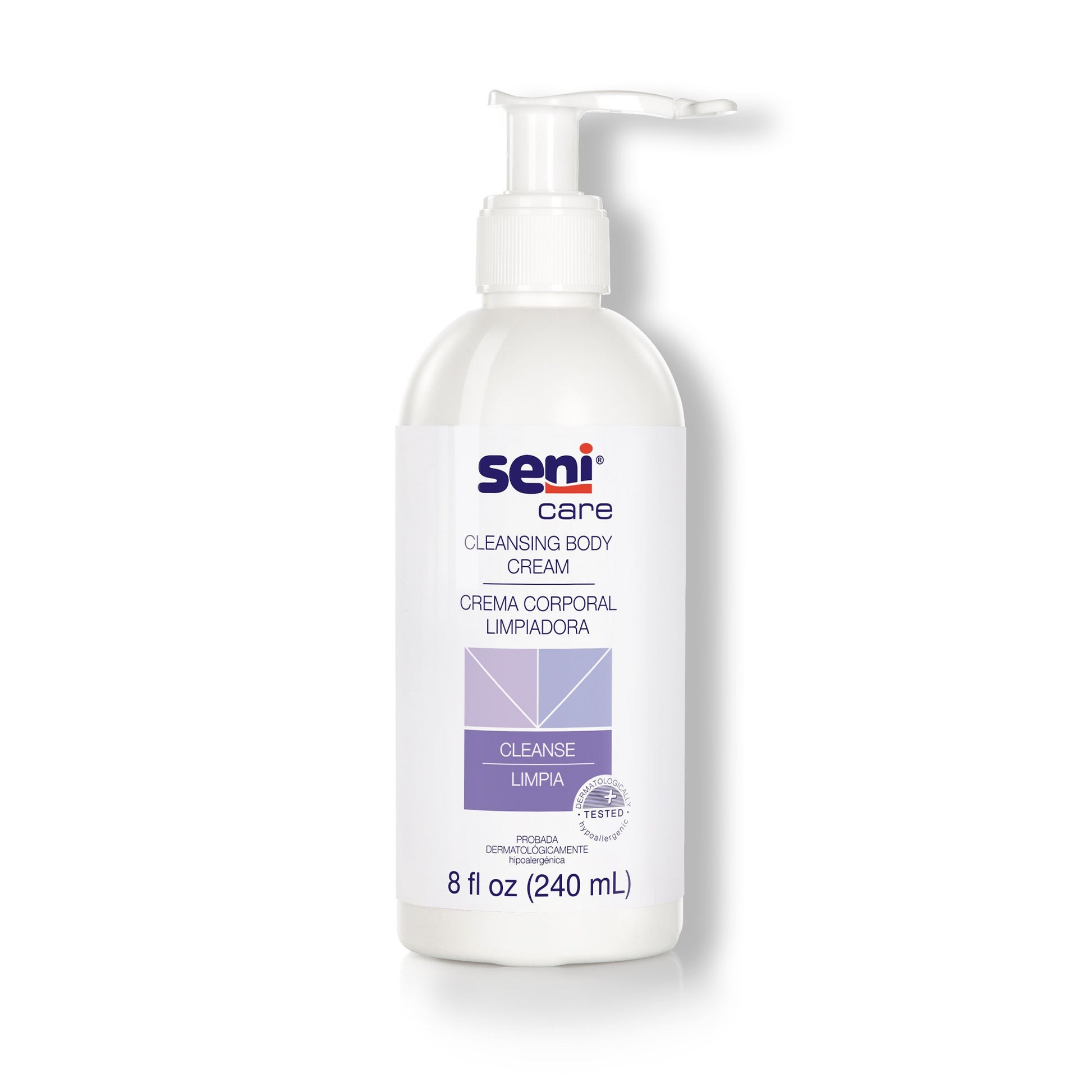 a bottle of seni care cleansing body cream 8 fl oz bottle with pump