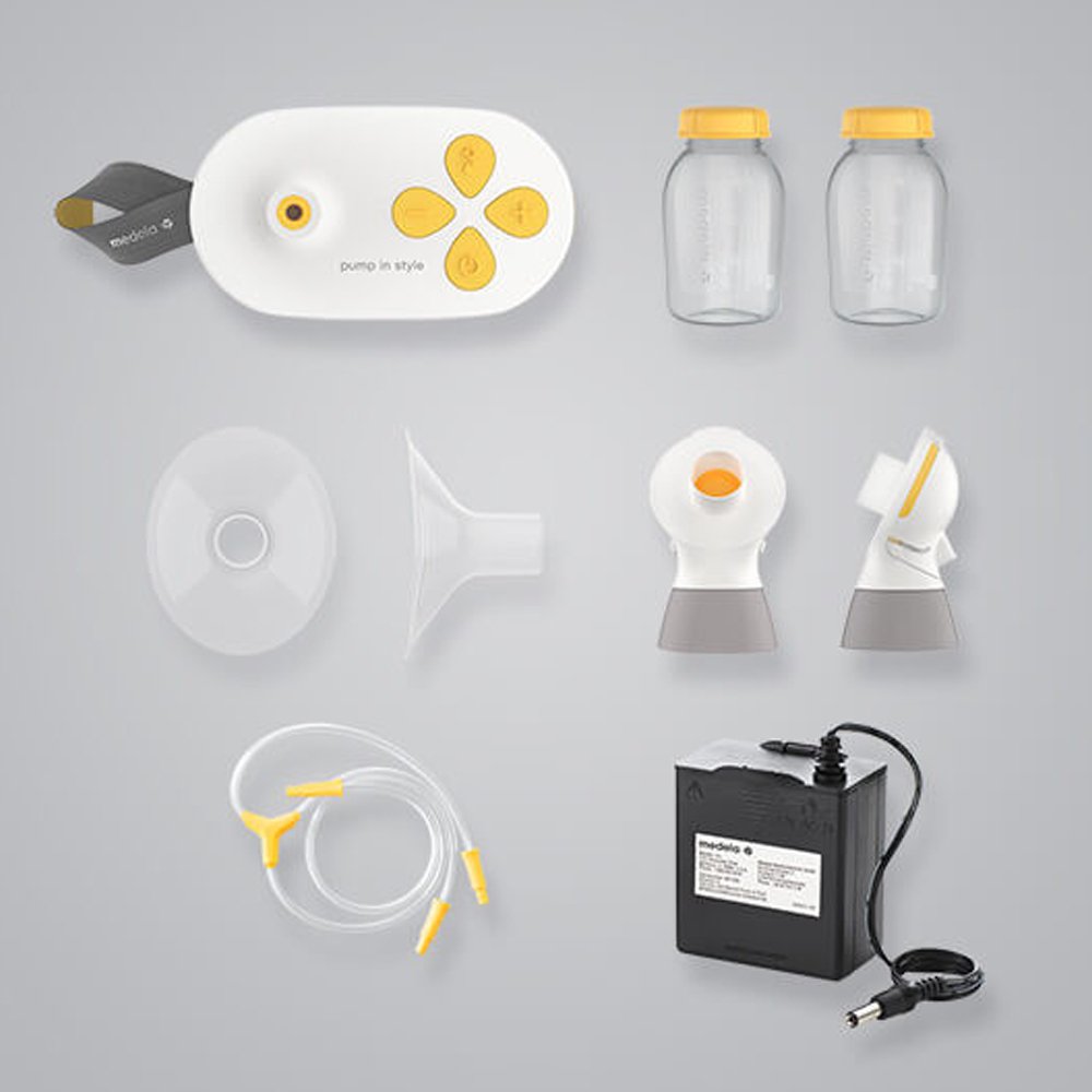 Double Electric Breast Pump Kit Medela with MaxFlow™ 2 Bottles with Lids