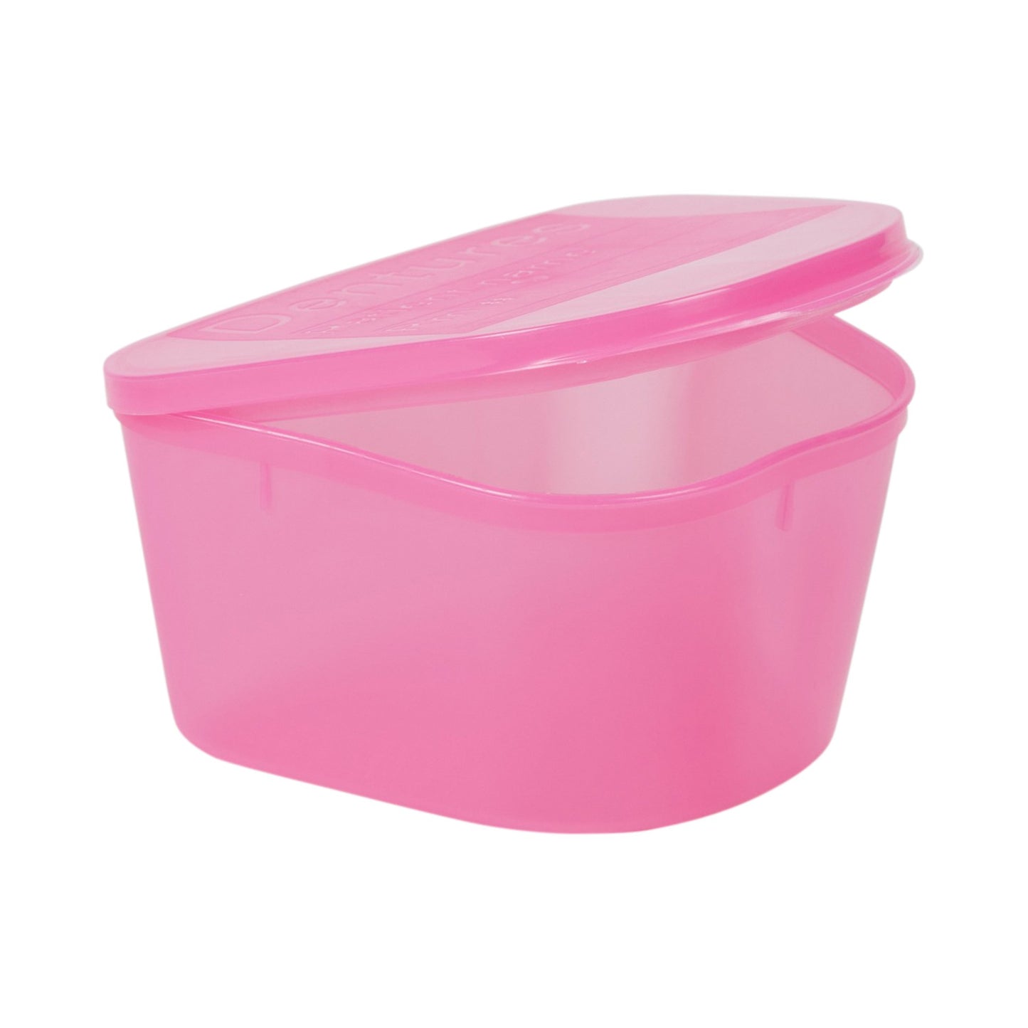 Denture Cup 8 oz. Pink Hinged Lid McKesson