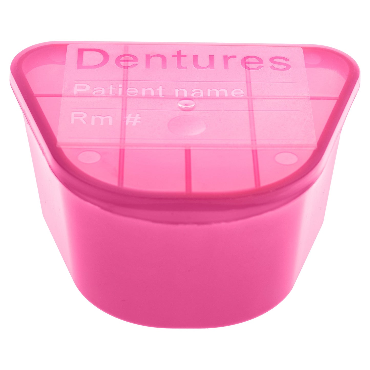 Denture Cup 8 oz. Pink Hinged Lid McKesson