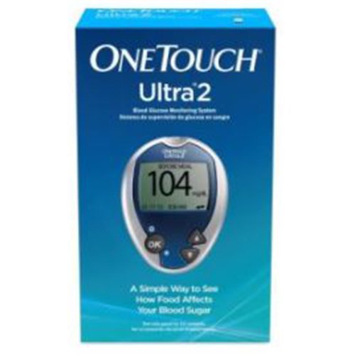 A blue box of onetouch Ultra2 glucometer