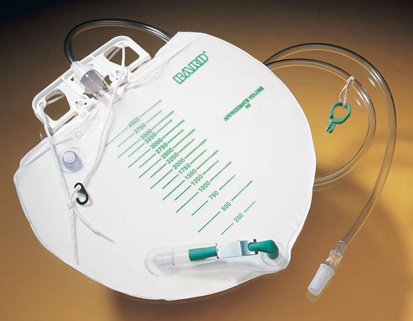 Bard transparent drainage catheter bag. Double Hook hanger. 4000ml