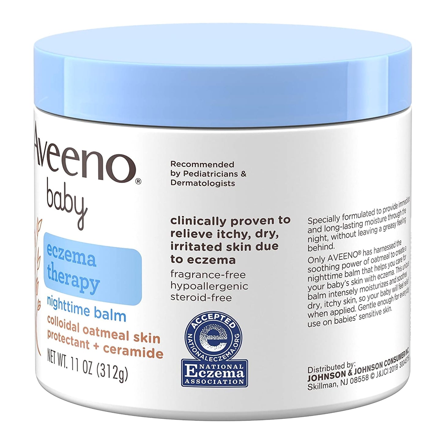 Eczema Cream Aveeno® Baby Eczema Therapy Nighttime Balm 11 oz. Jar Unscented Ointment