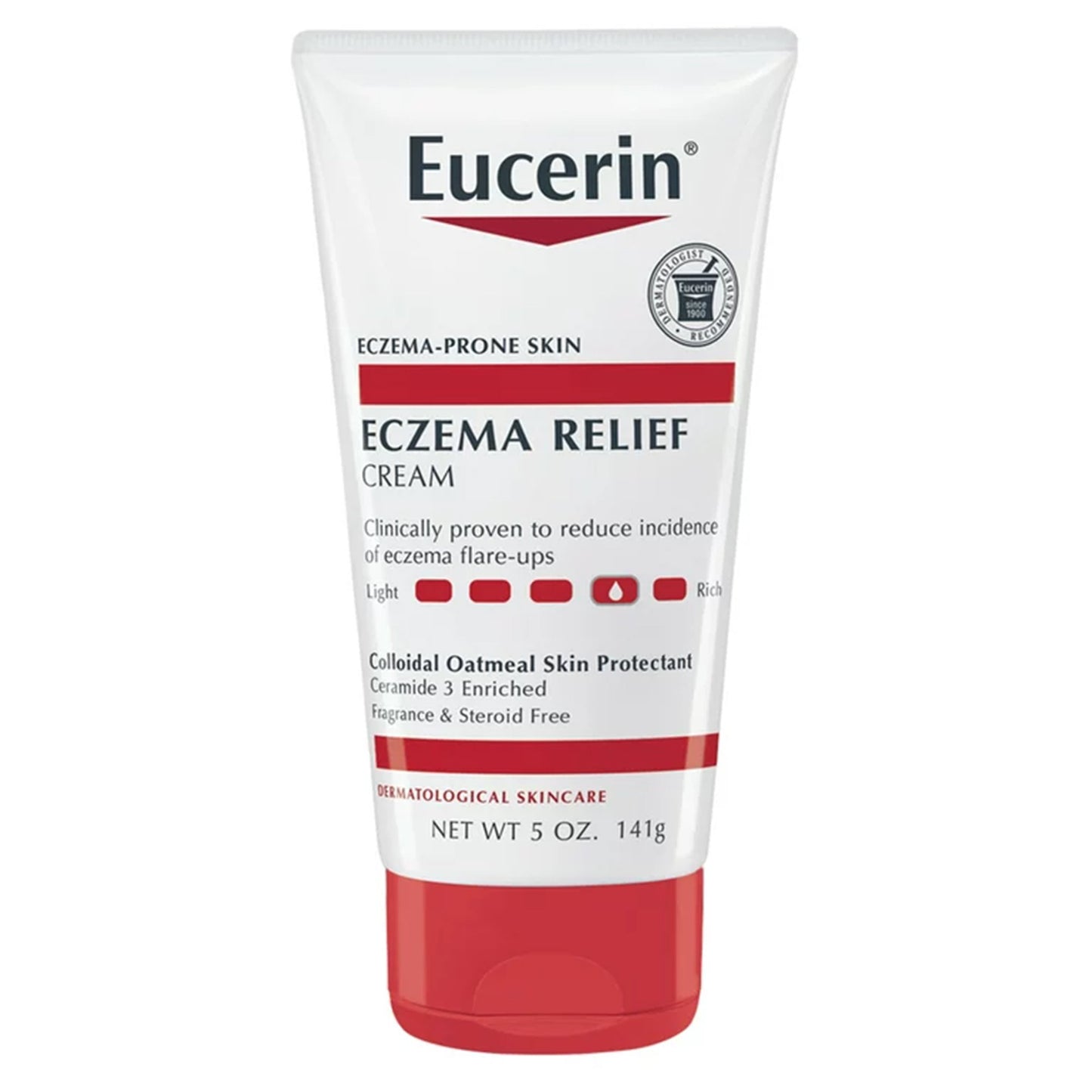 a tube of Eucerin eczema-prone skin relief cream. 5oz