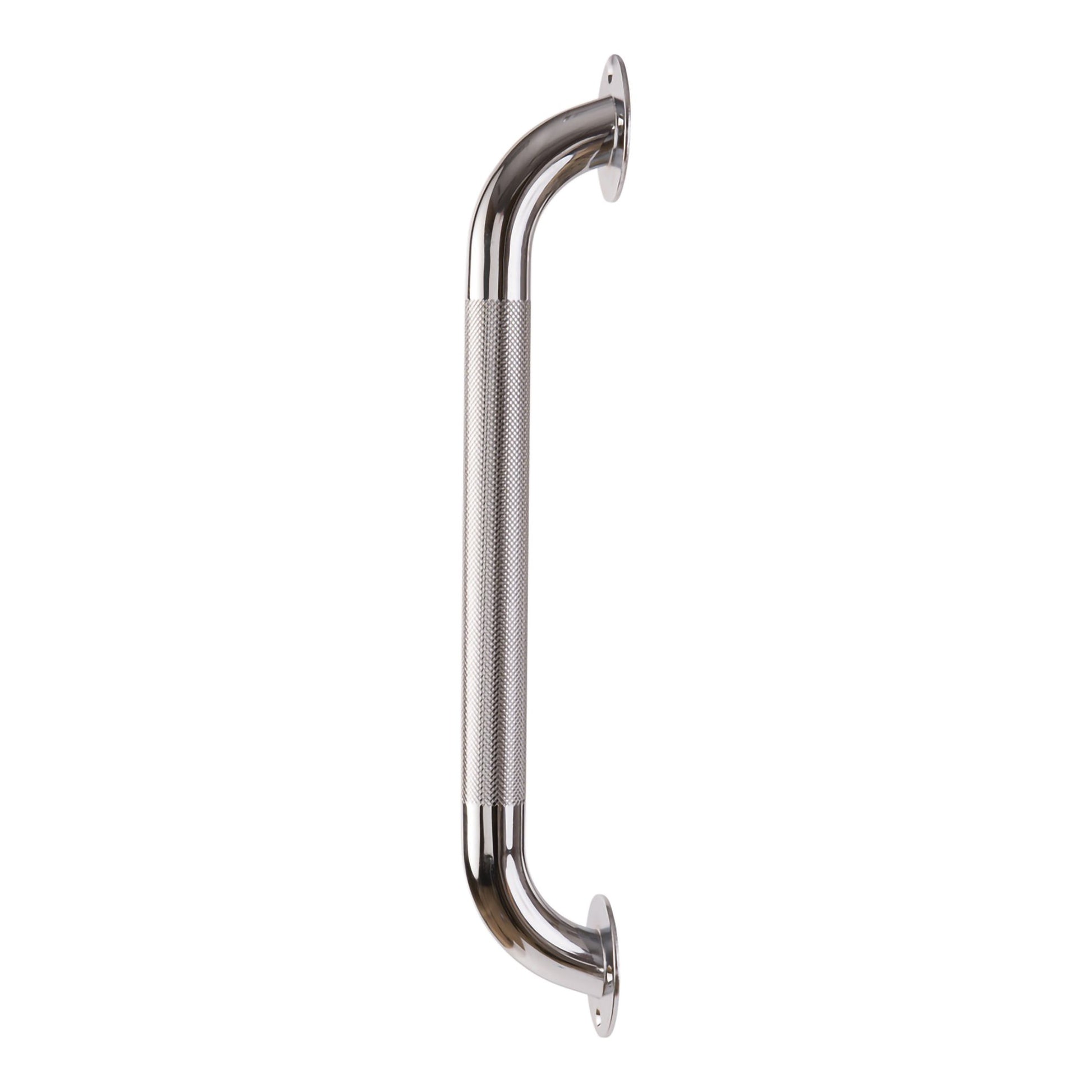 Silver Steel Bathtub Grab bar with textured surface for easy grip.