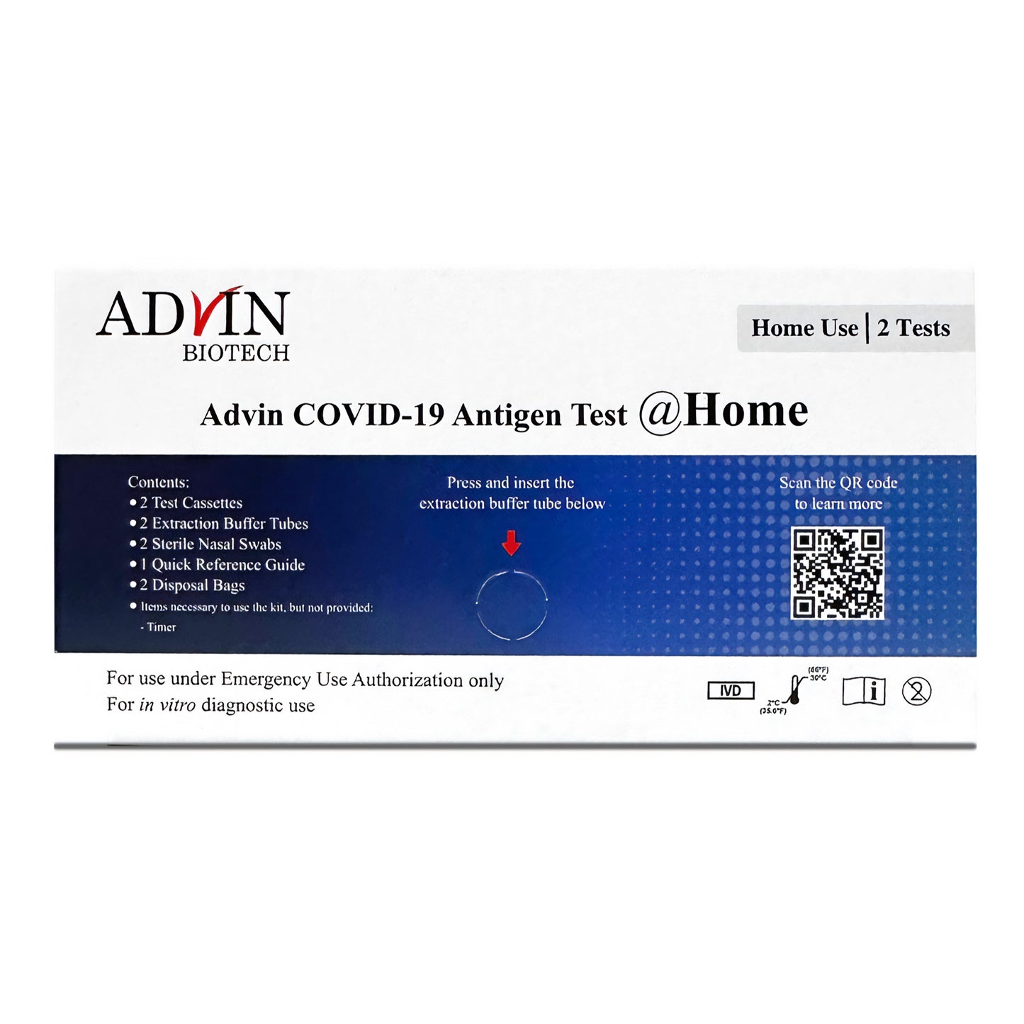 Home Rapid COVID-19 Antigen Test (2 Tests per Kit) Respiratory Test Kit Advin