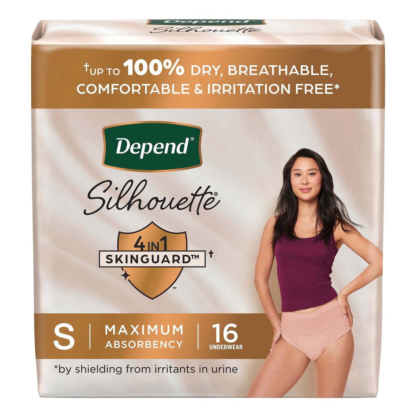 depend silhouette heavy absorbency Small. 10 underwear per bag.