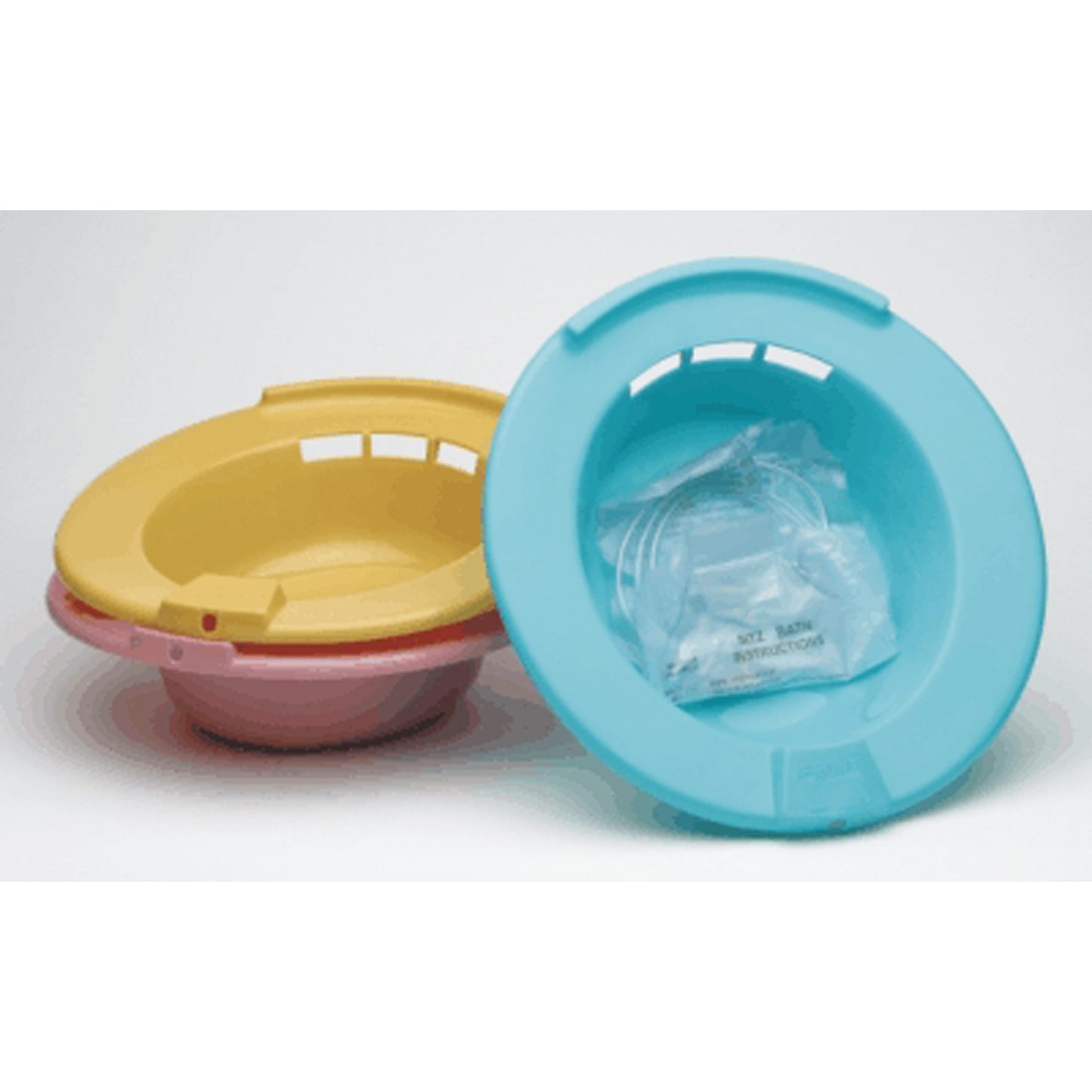 3 Sitz bath basins. Each basin connects to a transparent bag