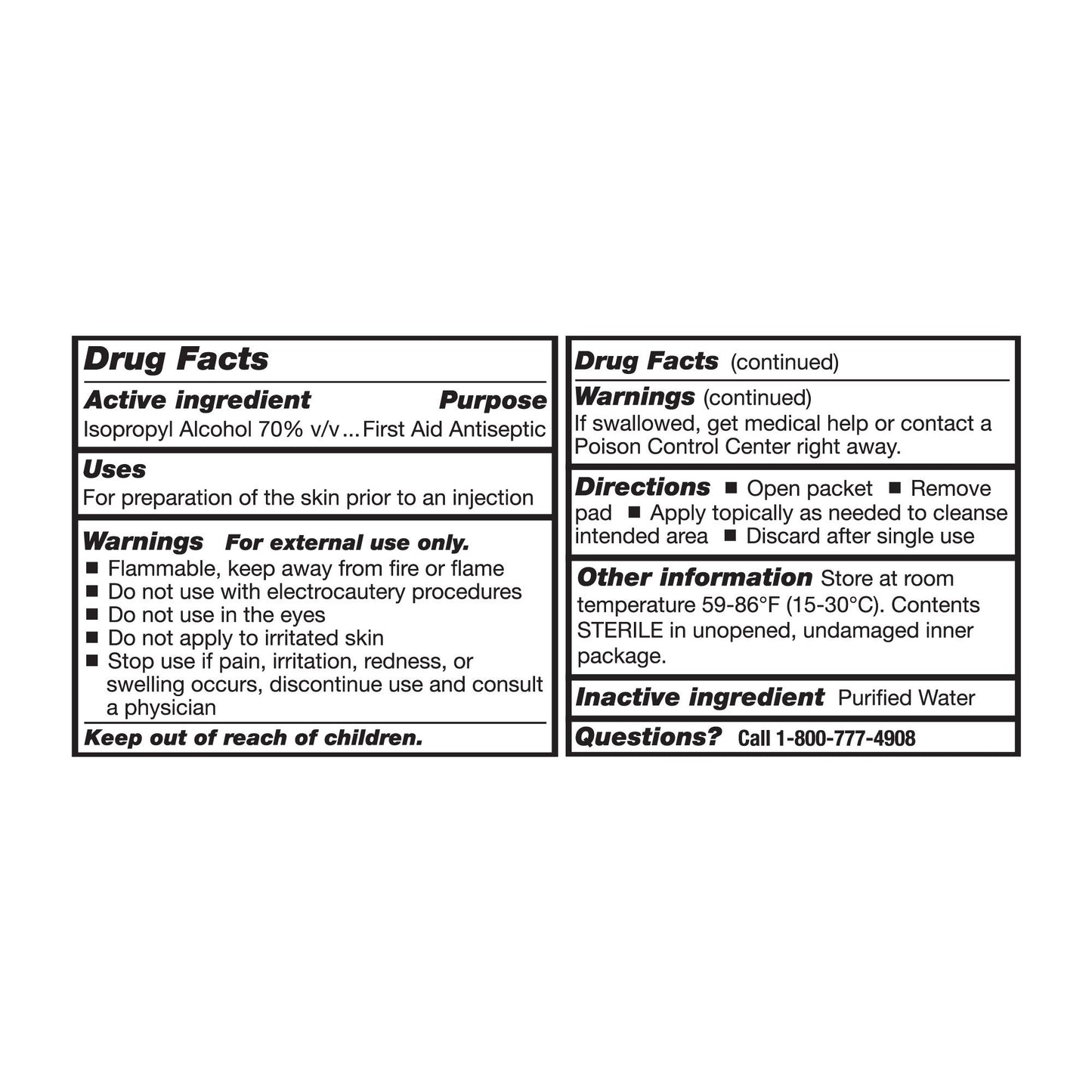 Isopropyl Alcohol Prep Pad Individual Packet Cleansing Prior to Administrations/Injections First Aid