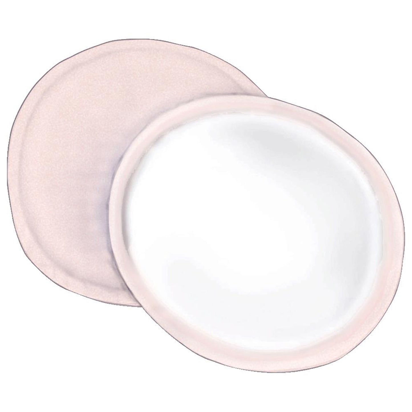 Circular Nursing pad. Inner white layer with an outer pink pad.