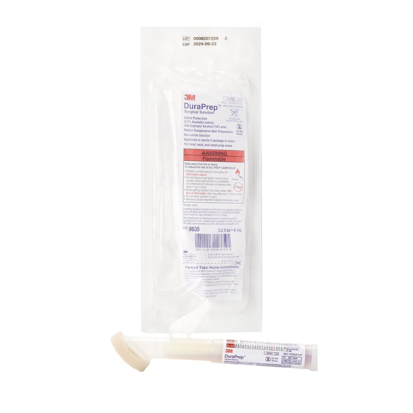 iodine / alcohol prep stick foam applicator with handle. 6ml.