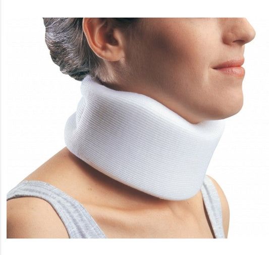 White contour cervical collar on model.