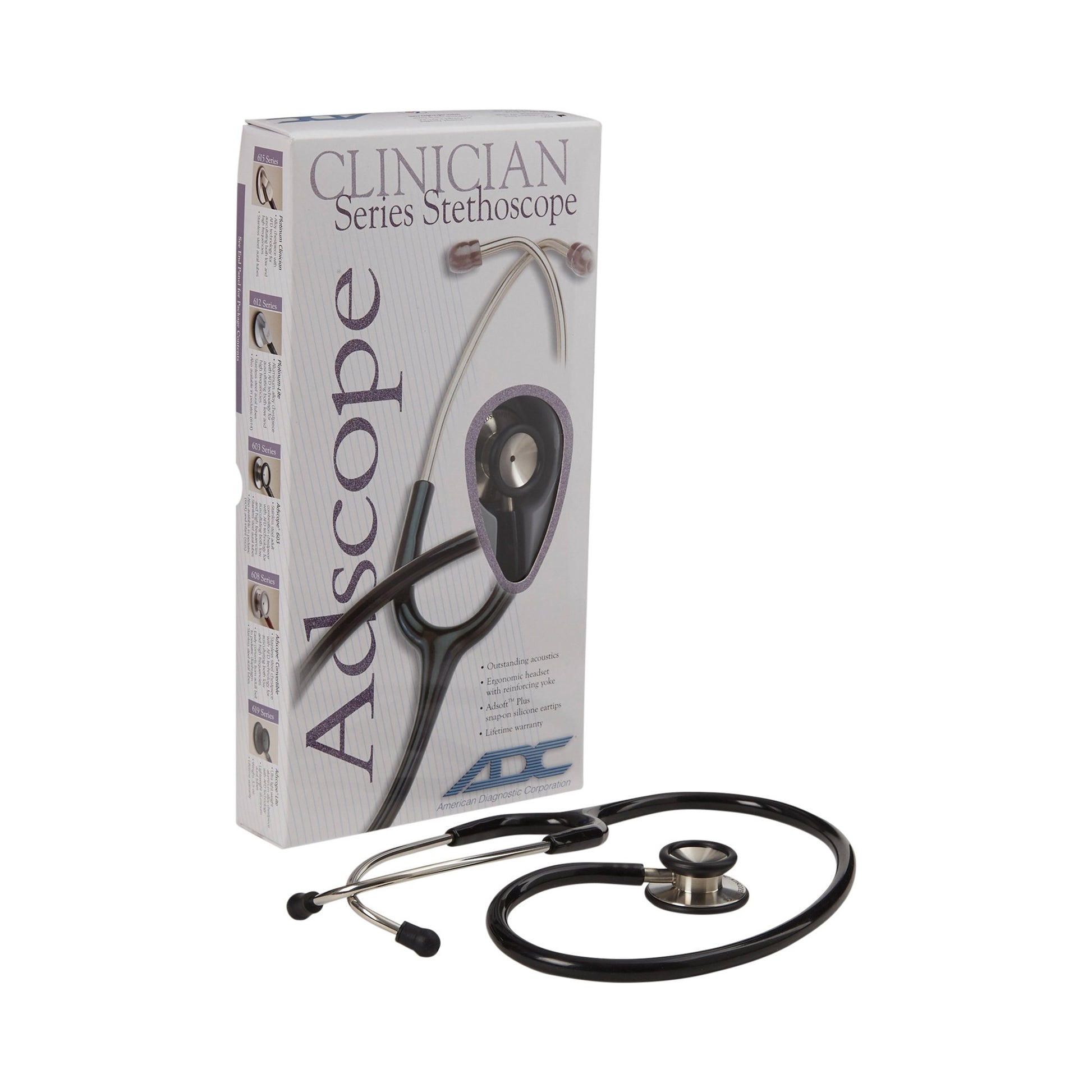 Adscope Black Stethoscope with stainless steel finish