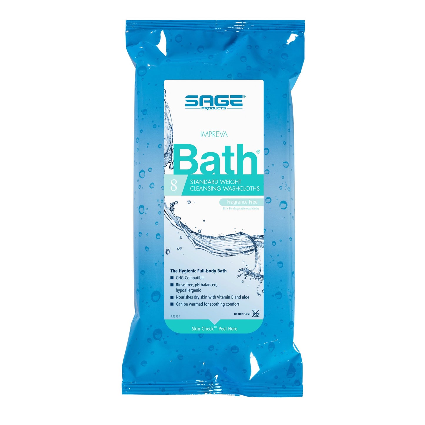 Rinse-Free Bath Wipe Soft Pack Unscented (8 Count per Pack)