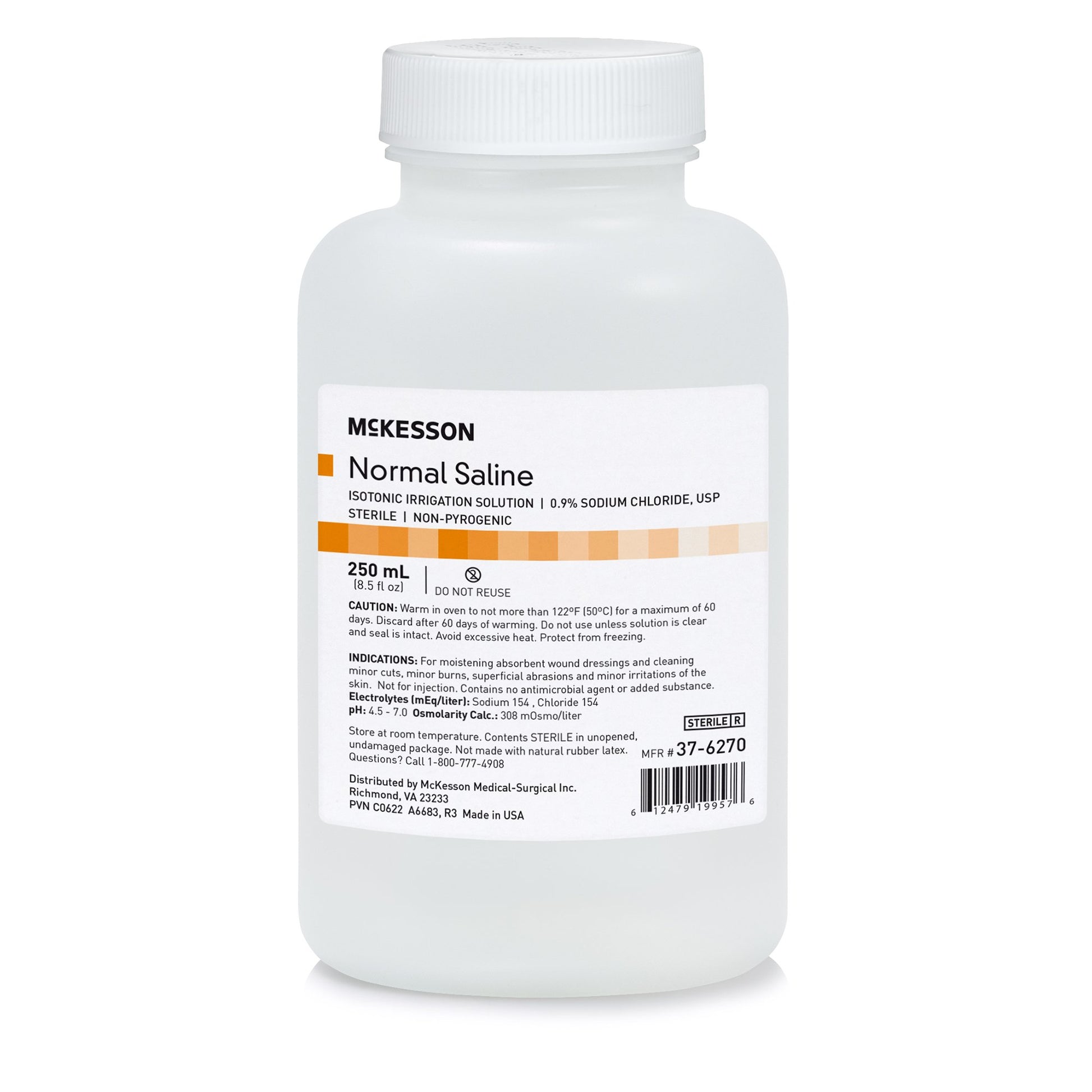 A bottle of mckesson normal saline. 250ml bottle.