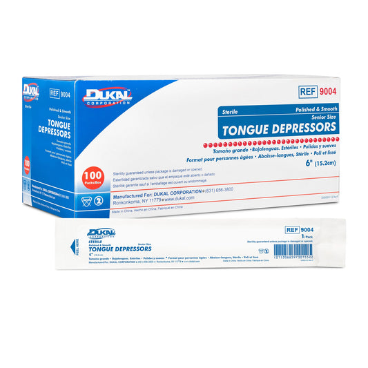 dukal tongue depressors 100 count per box. 6inches.