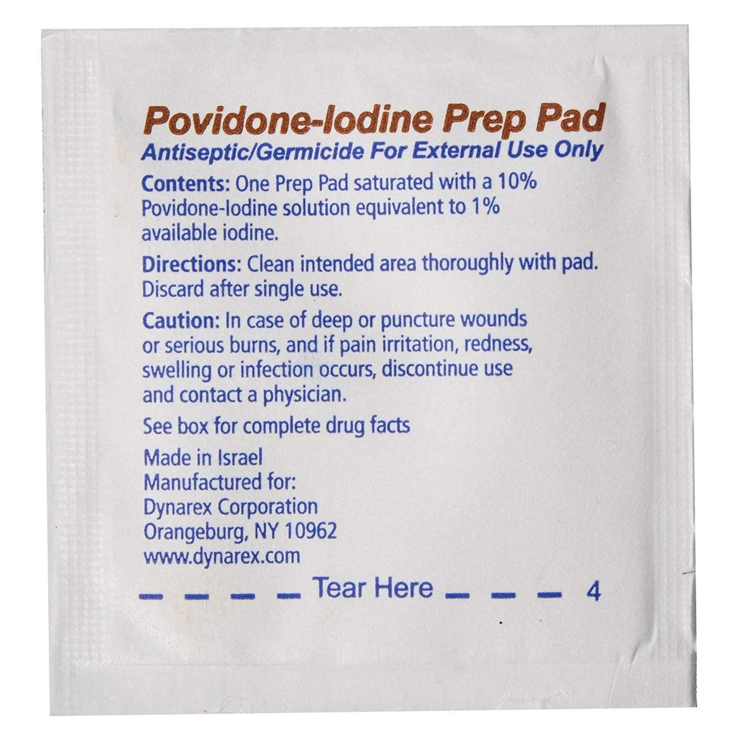 Prep Pad 10% Strength Povidone-Iodine Individual Packet Medium Dynarex®